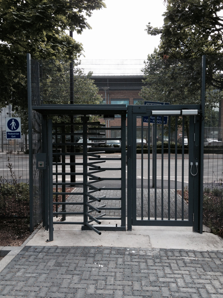 Full height turnstile with pedestrian access example